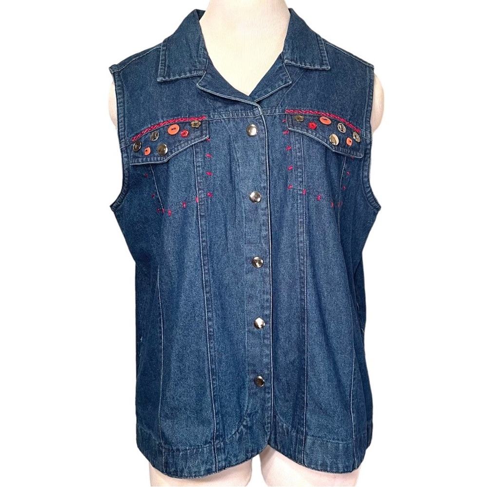 Sleeveless Denim Snap Button Top